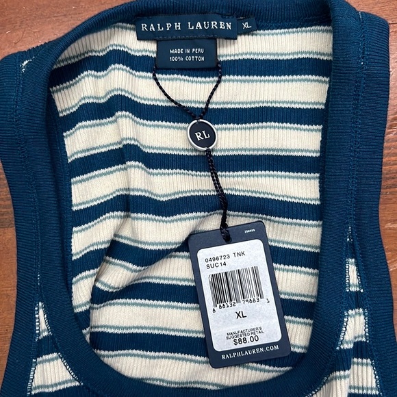 NWT Ralph Lauren Ribbed Striped Tank Top - Picture 4 of 16